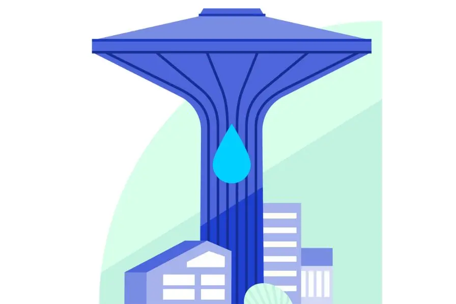 Illustration av vattentorn